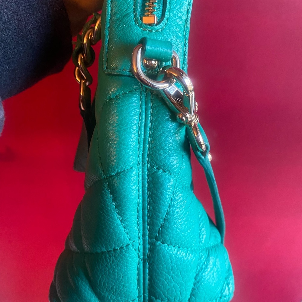 Kate Spade Fun Green Small Georgina Gold Coast satchel crossbody leather quilted - Picture 10 of 16